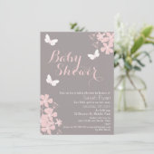 Floral Butterflies Girls Baby Shower Invitation (Standing Front)