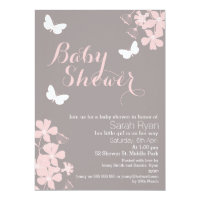 Floral Butterflies Girls Baby Shower Invitation