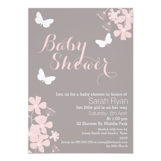 Floral Butterflies Girls Baby Shower Invitation  Zazzle.com