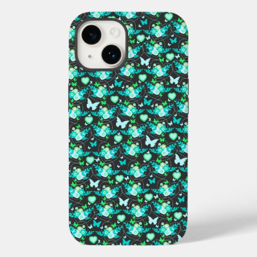 Floral butterflies  hearts jade iphone case