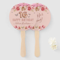 Floral Butterflies Pink Happy 16th Birthday
