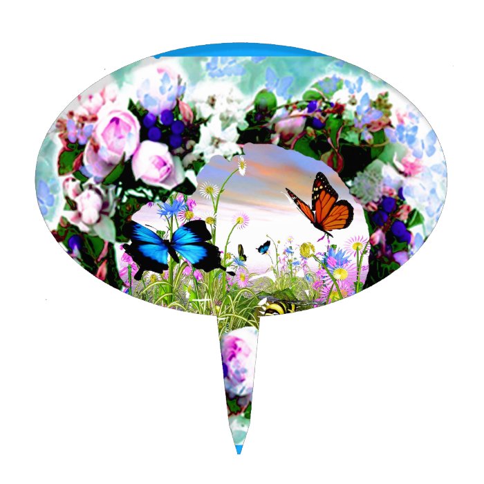 FLORAL BUTTERFLIES WILDFLOWERS ROSES CAKE TOPPERS