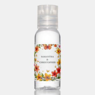 Floral Butterflies Wreath Wedding Custom Text Hand Sanitizer