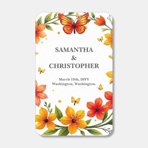 Floral Butterflies Wreath Wedding Custom Text Matchboxes