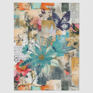 Floral & Butterfly Abstract Art College Decoupage Tissue Paper