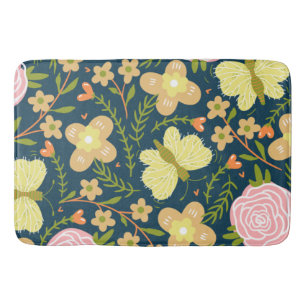 Floral, Butterfly And Glamour Seamless Elegant Bath Mat