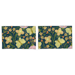 Floral, Butterfly And Glamour Seamless Elegant Pillow Case