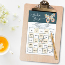 Floral Butterfly Baby Shower Bingo Game Card