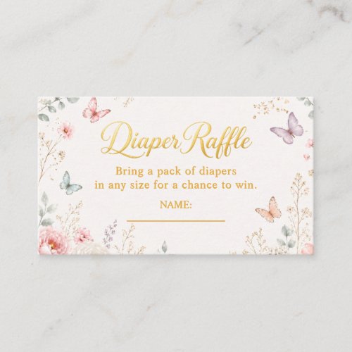 Floral Butterfly Baby Shower Diaper Raffle Enclosure Card