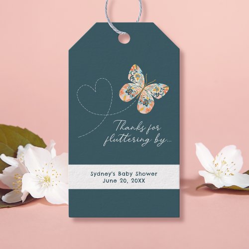 Floral Butterfly Baby Shower Favor Gift Tags