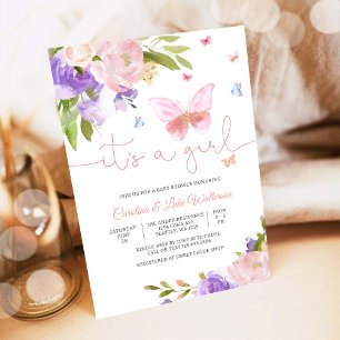 Floral Butterfly Baby Shower Invitation
