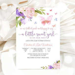 Floral Butterfly Baby Shower Invitation