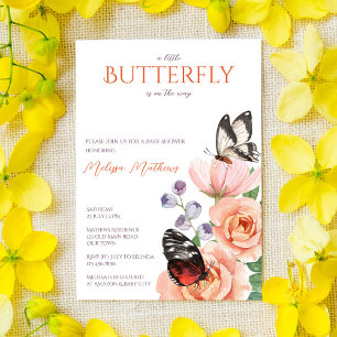 Floral butterfly baby shower invitation