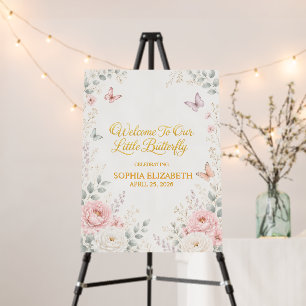 Floral Butterfly Baby Shower Welcome Sign