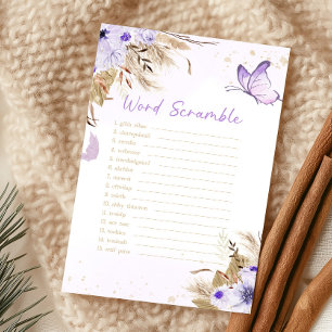 Floral Butterfly Baby Shower Word Scramble Game