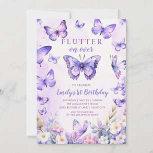 Floral Butterfly Birthday Invitation
