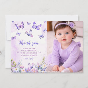 Floral Butterfly Birthday Thank You Card