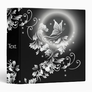 Floral Butterfly Black And White 3 Ring Binder