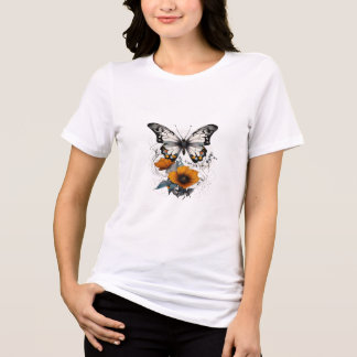 Floral Butterfly Bliss: Tri-Blend Shirt