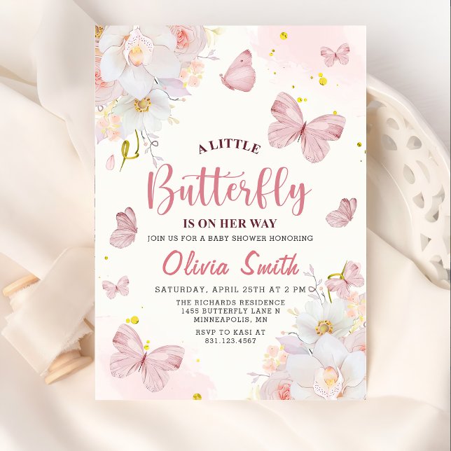 Floral Butterfly Boho Girl Baby Shower Invitation (Creator Uploaded)