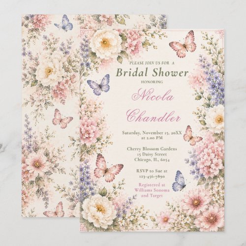 Floral Butterfly Bridal Shower Invitation