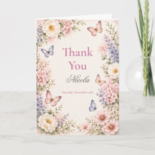 Floral Butterfly Bridal Shower Thank You Card