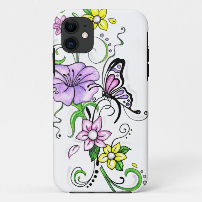 Floral Butterfly Case-Mate iPhone Case (Back)