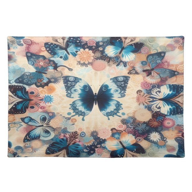 Floral Butterfly  Cloth Placemat (Front)