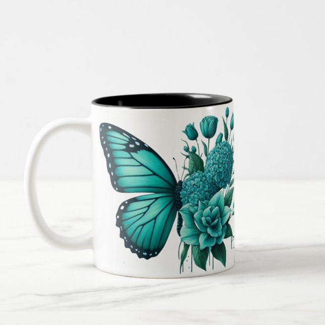 Floral Butterfly Colorful Cute Mug (Left)