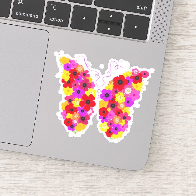 Floral Butterfly Colorful Sticker (Detail)