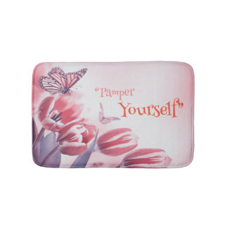 Floral Butterfly Delight Memory Foam Bath Mat