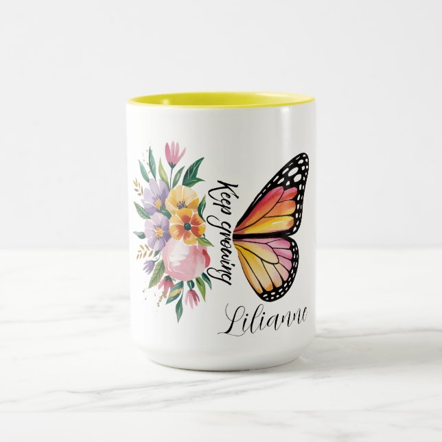 Floral Butterfly Design  Mug (Center)