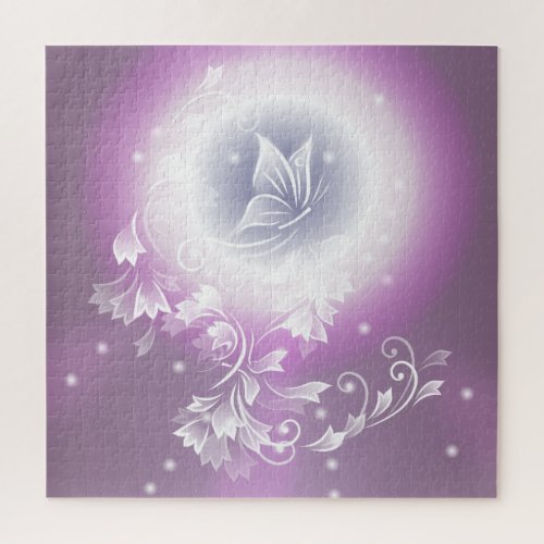 Floral Butterfly Fantasy Purple Jigsaw Puzzle