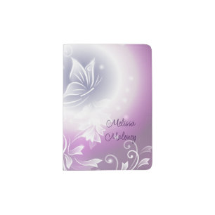 Floral Butterfly Fantasy Purple Passport Holder