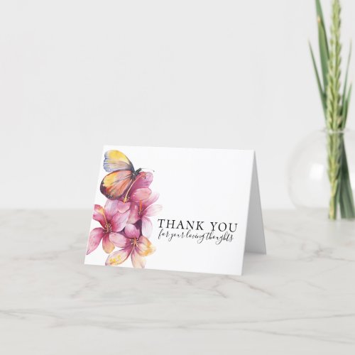 Floral Butterfly Funeral Thank You Card