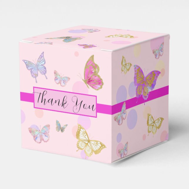 Floral Butterfly Garden Ribbon Party Favor Box (Front Side)