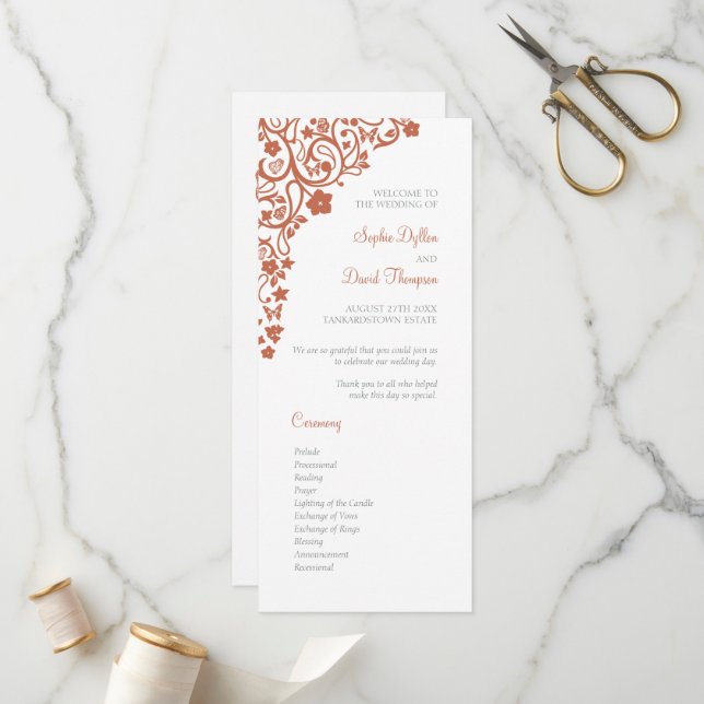 Floral Butterfly Garden Terracotta Boho Wedding Program (Front/Back In Situ)