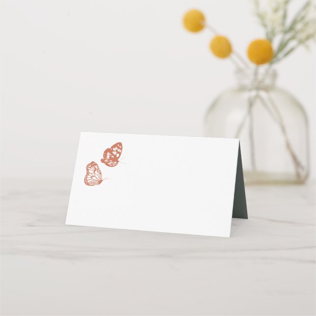 Floral Butterfly Garden Terracotta Sage Wedding Place Card (Front)