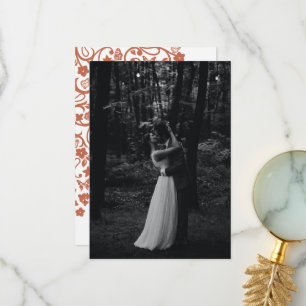 Floral Butterfly Garden Terracotta Wedding Photo  Thank You Card