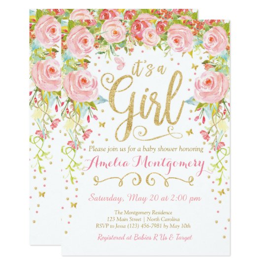 Floral Butterfly Girl Baby Shower Invitation Zazzle Com Floral Butterfly Girl Baby Shower Invitation Zazzle Com