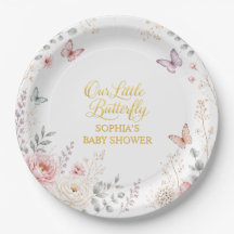 Floral Butterfly Girl Baby Shower Paper