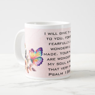 Floral Butterfly Gratitude Bible Verse Giant Coffee Mug