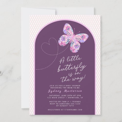 Floral Butterfly in Flight Baby Shower Invitation