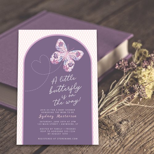 Floral Butterfly in Flight Baby Shower Invitation