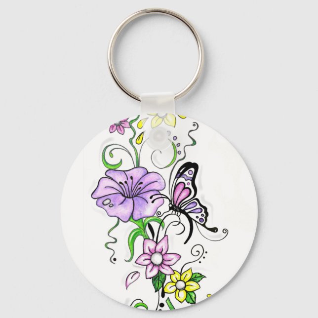 Floral Butterfly Keychain (Front)