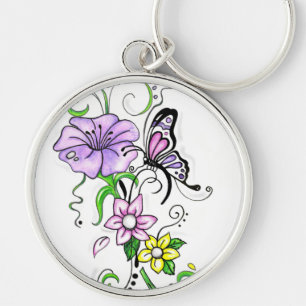 Floral Butterfly Keychain