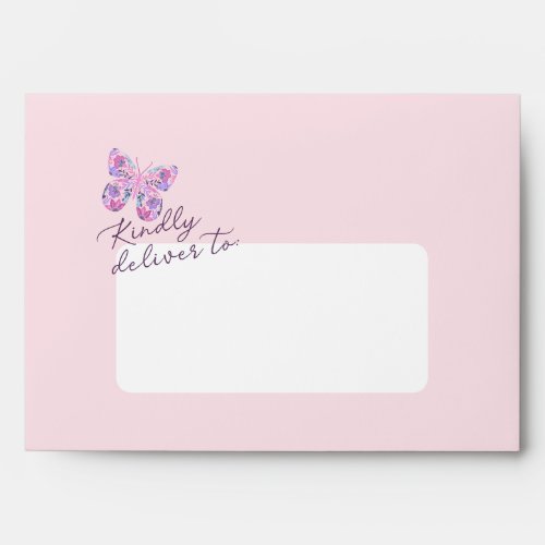 Floral Butterfly Kindly deliver to Personalized  Envelope
