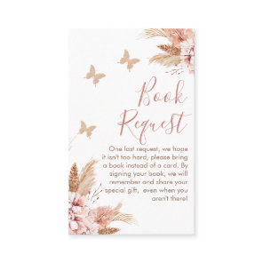 Floral Butterfly Kisses Baby Shower Book Request B Business Card