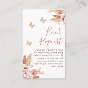 Floral Butterfly Kisses Baby Shower Book Request B Business Card