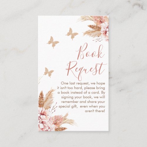 Floral Butterfly Kisses Baby Shower Book Request B Business Card